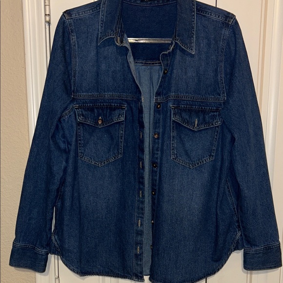 Calvin Klein Jeans Tops - Calvin Klein Jeans dark blue denim top with black label